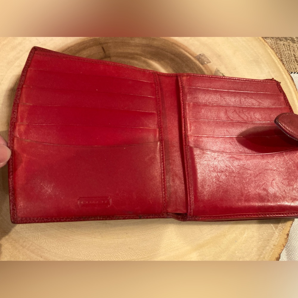 Vintage Coach Madison Continental Clutch Wallet With Kisslock Scarlet Red❤️ Rare - Picture 10 of 16